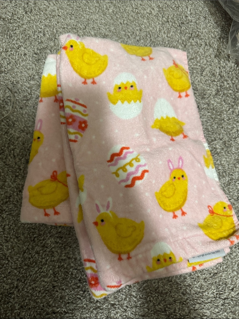Pink Easter Chick Fleece Throw Blanket